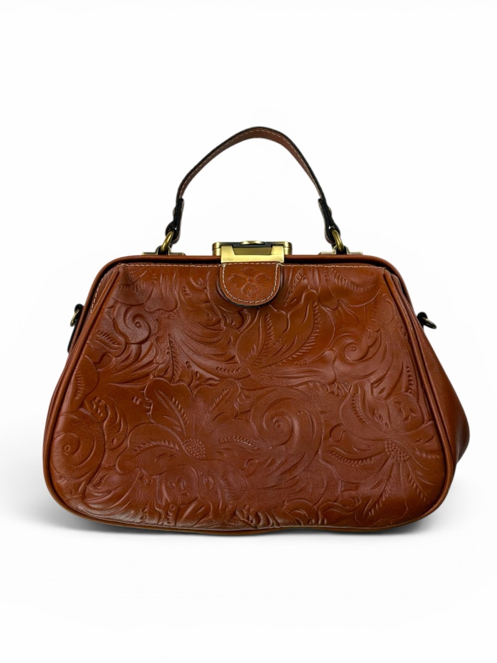 Patricia Nash Gracchi Hand-Tooled Leather Satchel Handbag in Brown